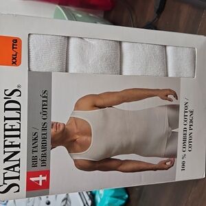 Stanfield's Size XXL White 4 Pack of Ribbed Cotton Tank Tops